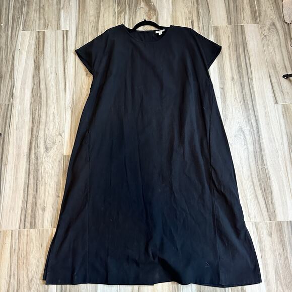 Refinity City Chic Dress Black Button Back Slit Lagenlook Artsy Minimalist M/18 - Picture 3 of 10